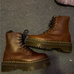 Brown Leather Lace-Up Boots
